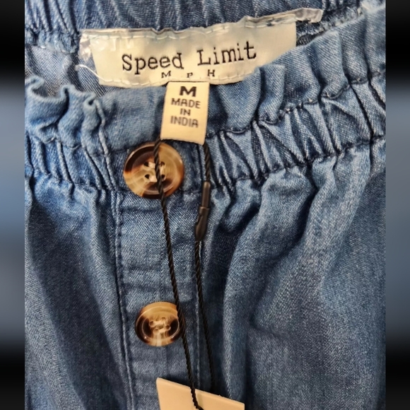 NWT Speed Limit Denim Lightweight Drawstring Ruffle Sleeve Casual Dress Size M - Picture 9 of 10